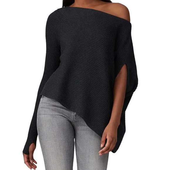 Kf/KaufmanFranco Collection Charcoal One Shoulder Sweater Size L. EE - Picture 1 of 5